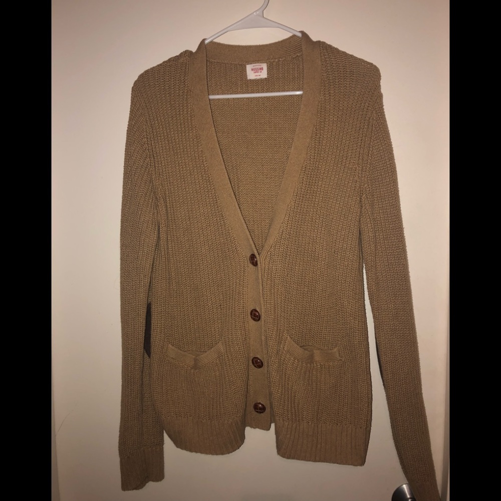 Tan Cardigan with Elbow Patches
